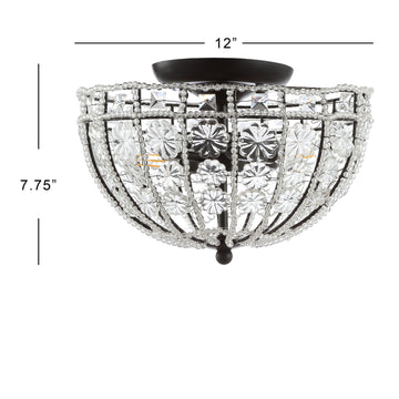 Billie 12" Crystal Flower Metal/Acrylic LED Semi Flush Mount - JONATHAN Y